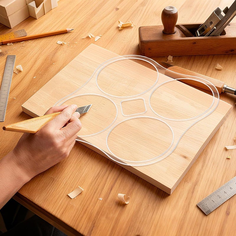 beinkmake 5 in 1 Circle Router Template Acrylic Clear Valet Tray Router Template for Woodworking Drawing Inlay Templates Charcuterie Board Handicraft Decorative 9.8x9.8 inch - Image 4